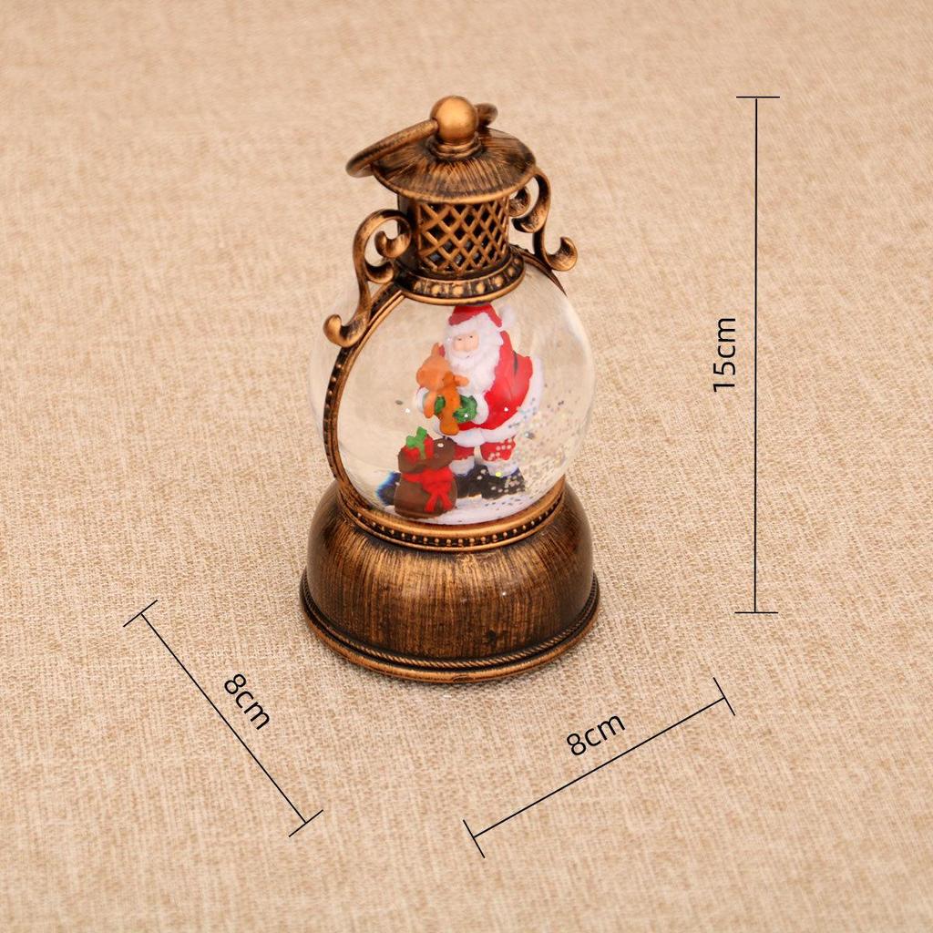 USB Music Snowing Christmas Light-Up Resin Figurine Carousel Decoration