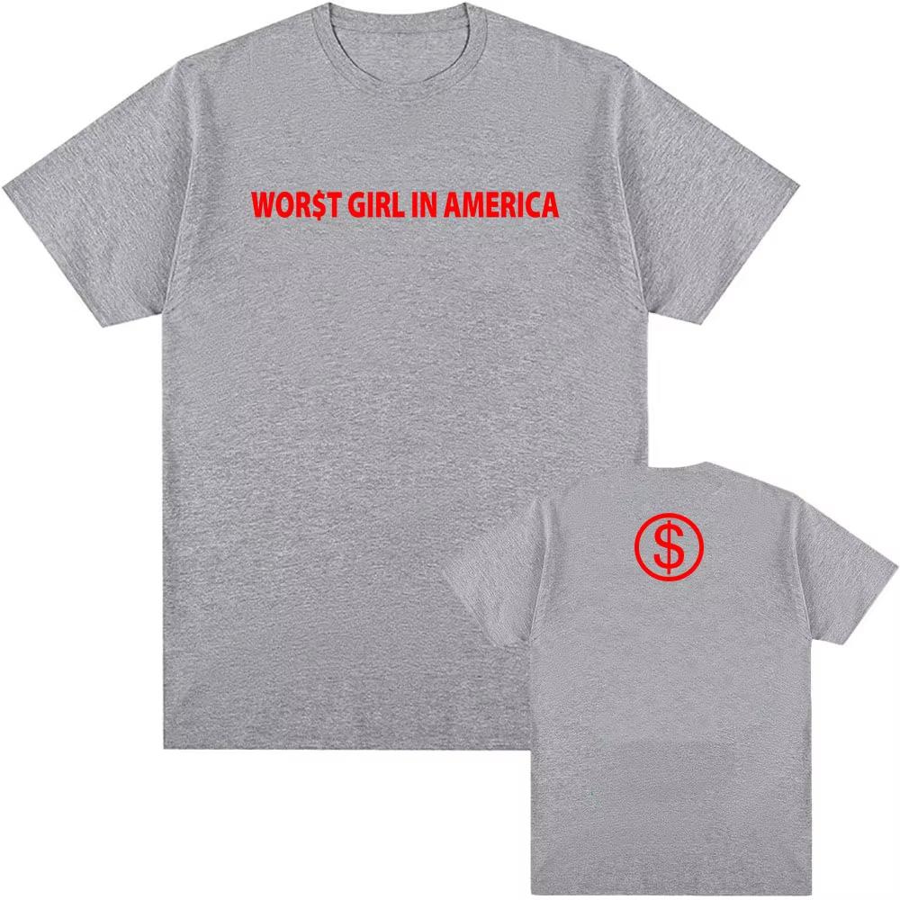 

WORT GIRL IN AMERICA Футболка Slayyyter Дизайн Певицы Графическая Футболка Унисекс Уличная Одежда Топ с Короткой Рукавой Хлопок Унисекс Футболка Принт Мерч XL