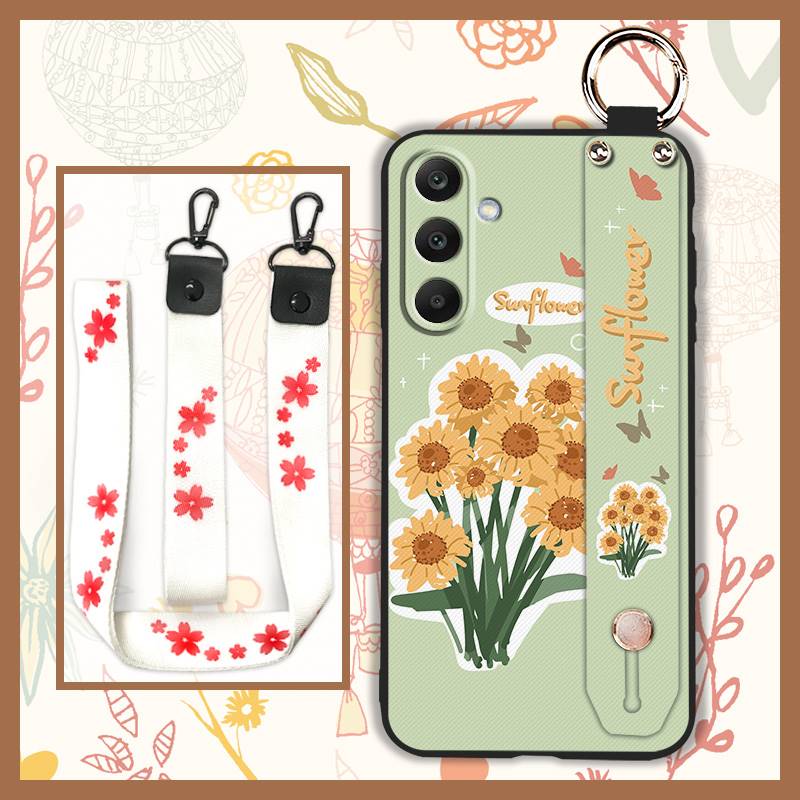 Anti-dust Wrist Strap Phone Case For Samsung Galaxy M56 5G/SM-M566B Kickstand Flower Shockproof Protective Soft case