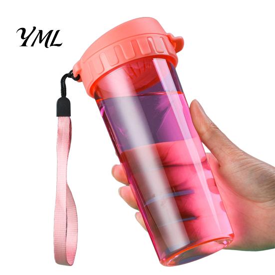 Cute Office Desktop Cup Transparent Water Cup, Portable Plastic Bottle, with Strap Reusable Handle, Clear Heat-resistant Drinkware, for School