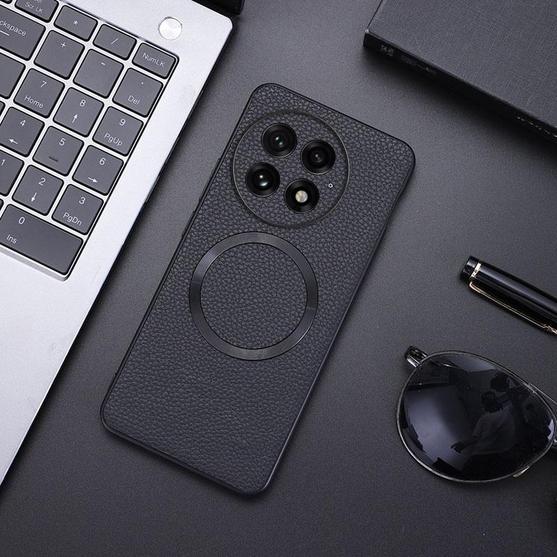 

For OnePlus 13 Magnetic Case Litchi Texture PU Leather+TPU Phone Back Cover A