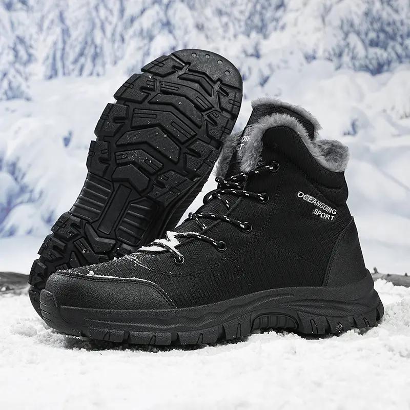 Winter Men's Hiking Boots High-top Warm Plush Outdoor Shoes