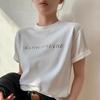 Summer 100% Cotton Women's T-shirts Korean 3D Letter Bottoming Basic Fashionable Women Short Sleeve Loose Y2k Tops White T Shirt