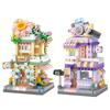 Bausteinset für die Stadtstraßenansicht, DIY-Eiscreme-, Kaffee- und Blumenladen-Modellbauspielzeug, ideal für die Heimdekoration und als Weihnachtsgeschenk