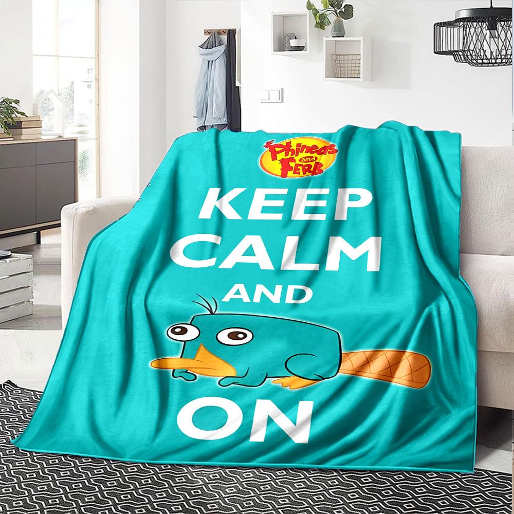1pc Phineas and Ferb5 Blanket, Gift, for Men and Women, Soft Blanket, Good for Sofa Bed Couch Travel, Lightweight Flannel Blanket