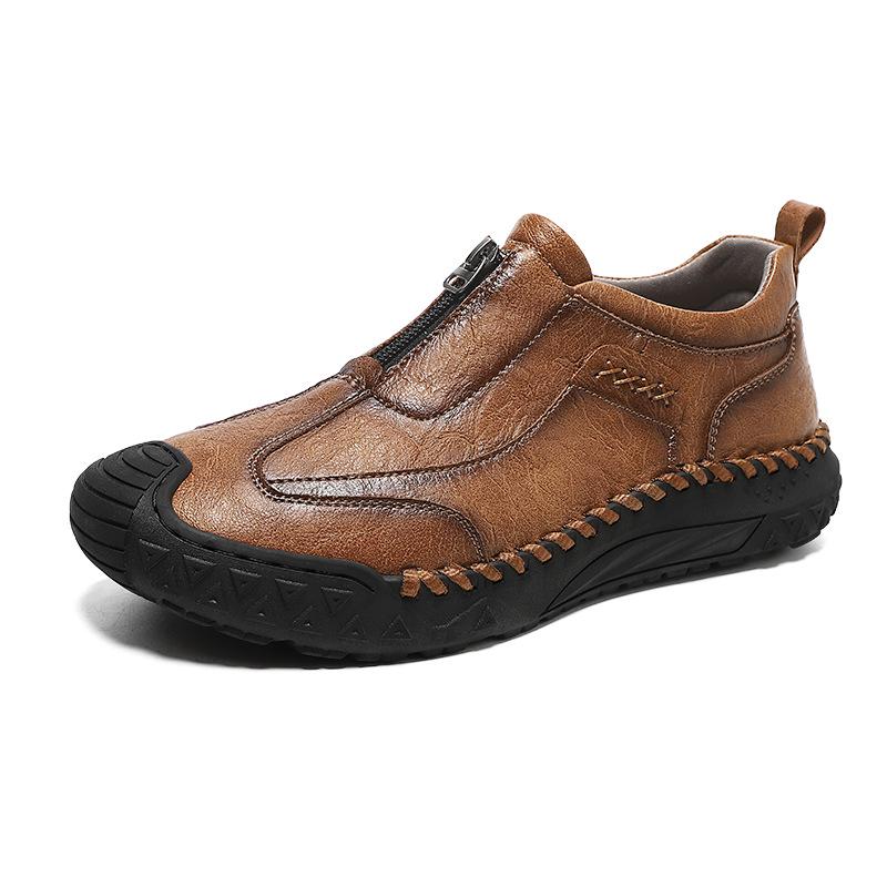 Herren Slip-On Freizeitschuhe Herbst 2025 - Weiche, Rutschfeste Sohle, Reißverschluss, Flacher Absatz, Atmungsaktiv
