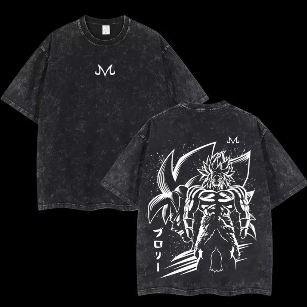 Anime Dragon Washed Goku T-Shirt Cotton Large Casual Sports Vegeta Gym T-Shirt Men's Harajuku Tee Clothing