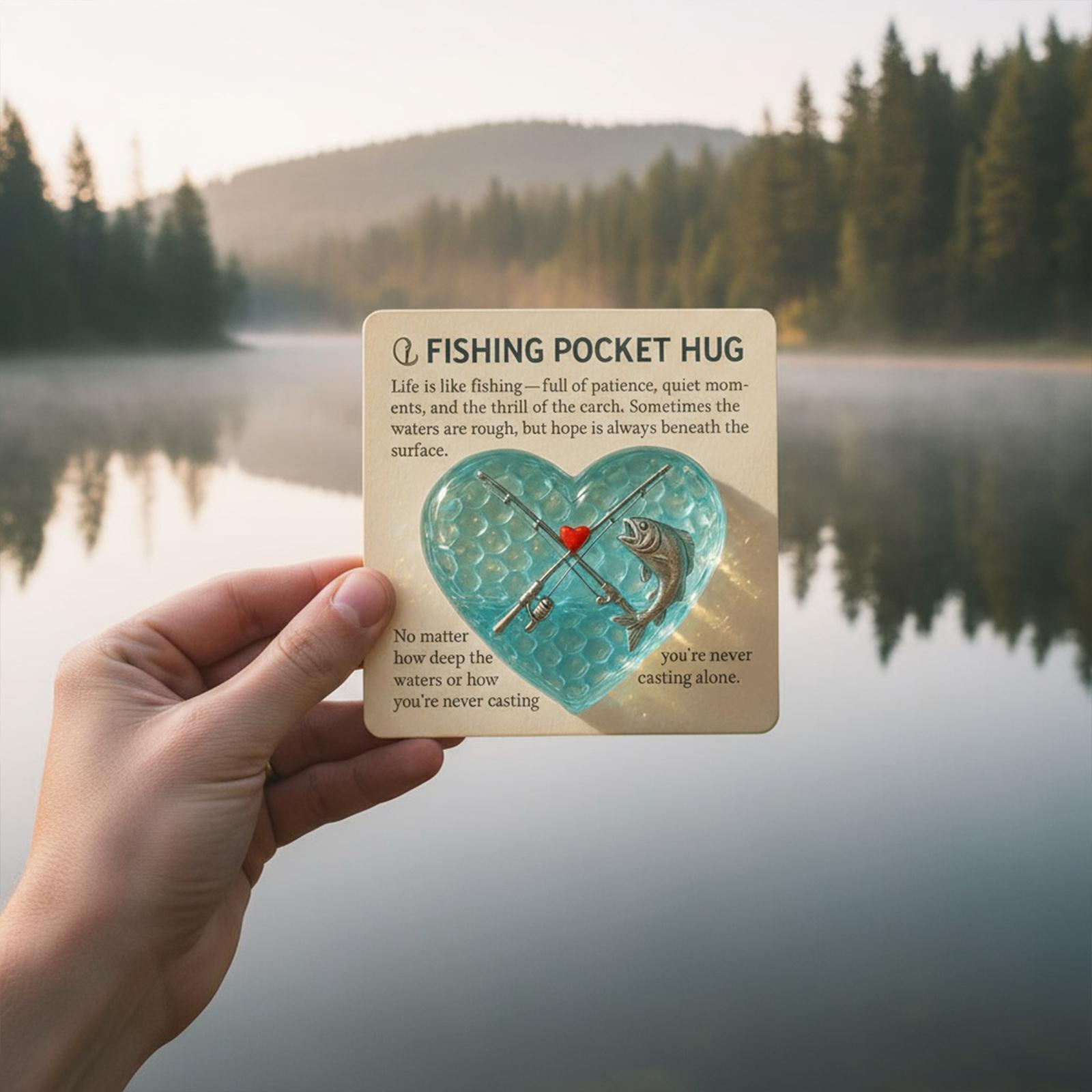 

Fishing Lover Pocket Hug with Fishing Rod & Fish Design Heart Pocket Hug Token Pocket Charm for Fishermen Anglers Fisher Dad China Mainland