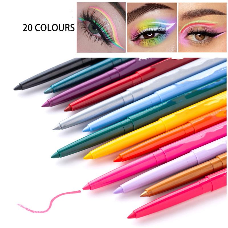 20 Color Option Matte Eyeliner Gel Pencil Easy To Wear Colorful White Yellow Blue Eye Liner Pen Cream Makeup Cosmetics