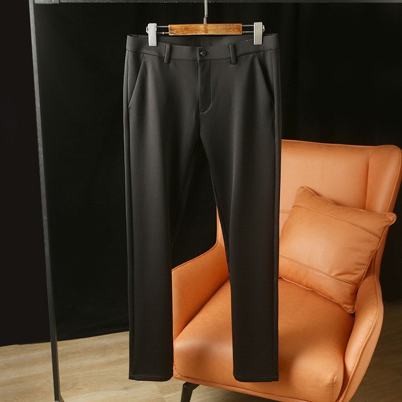 High end Good Goods! Anti-Wrinkle Four-Sided Bullet! Autumn and Winter Men's Business Thickened Straight High Elastic Casual Pants Long Pants