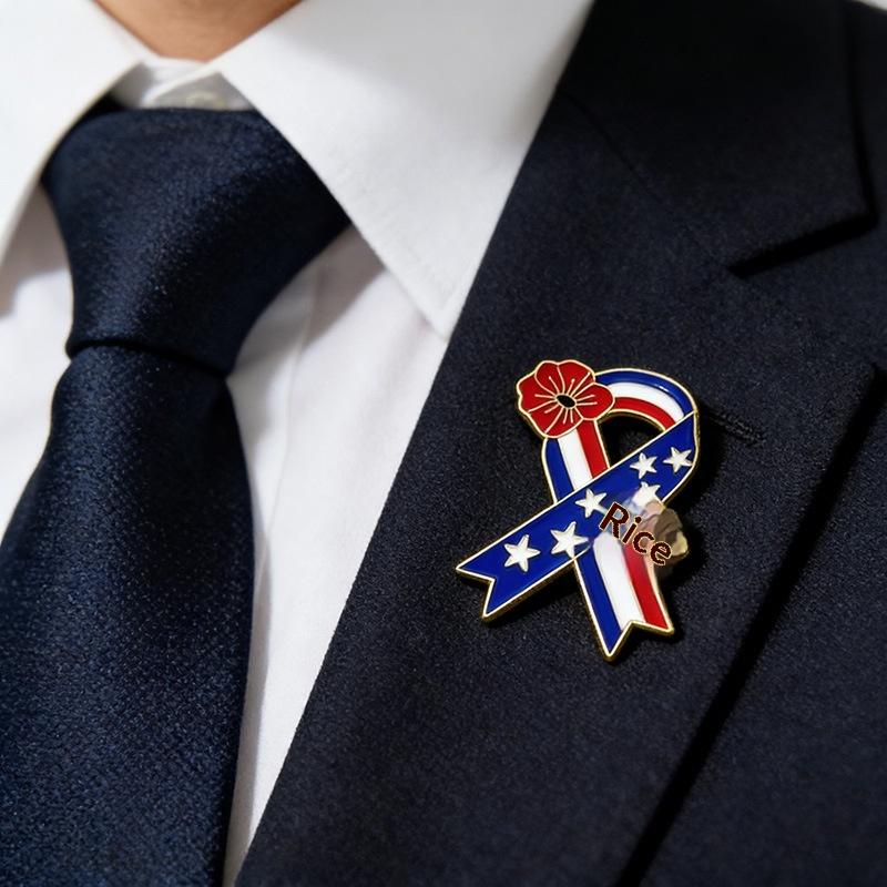 

Ribbon Enamel Pin - American Patriotic Lapel Brooch for Clothing Bag Hat, Independence Day Decoration