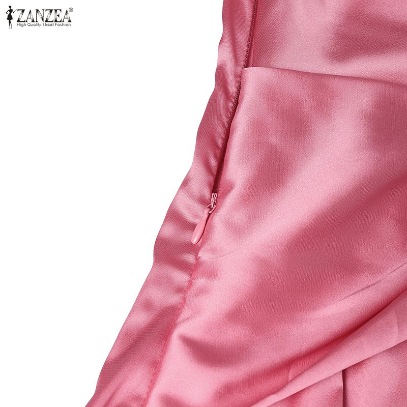 ZANZEA Women V-Neck Summer Casual Short Sleeve Dress