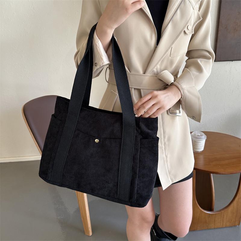 Large Capacity Canvas Tote Bag For Women Stylish Handbag With Multiple Pockets For School And Work