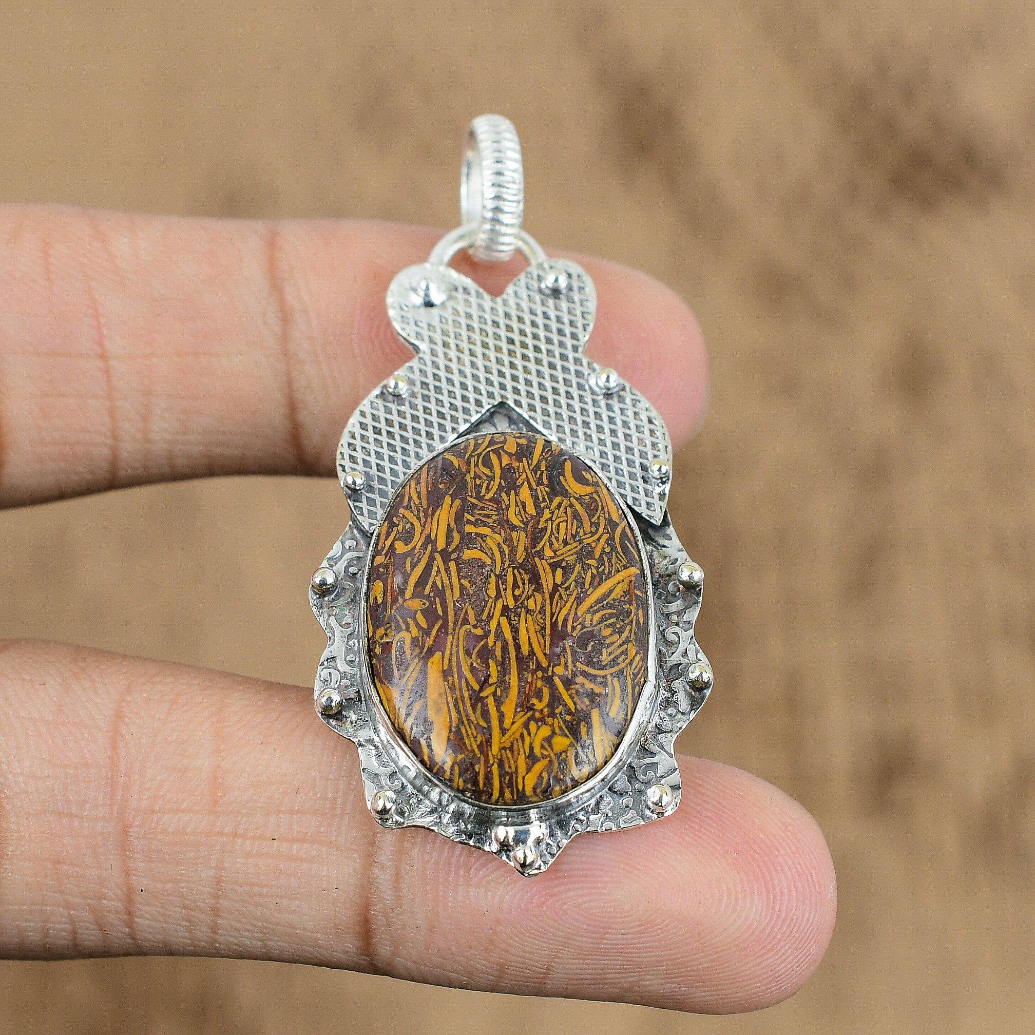 

Anniversary Gift For Her Natural Mariam Jasper Gemstone Pendant 925 Silver