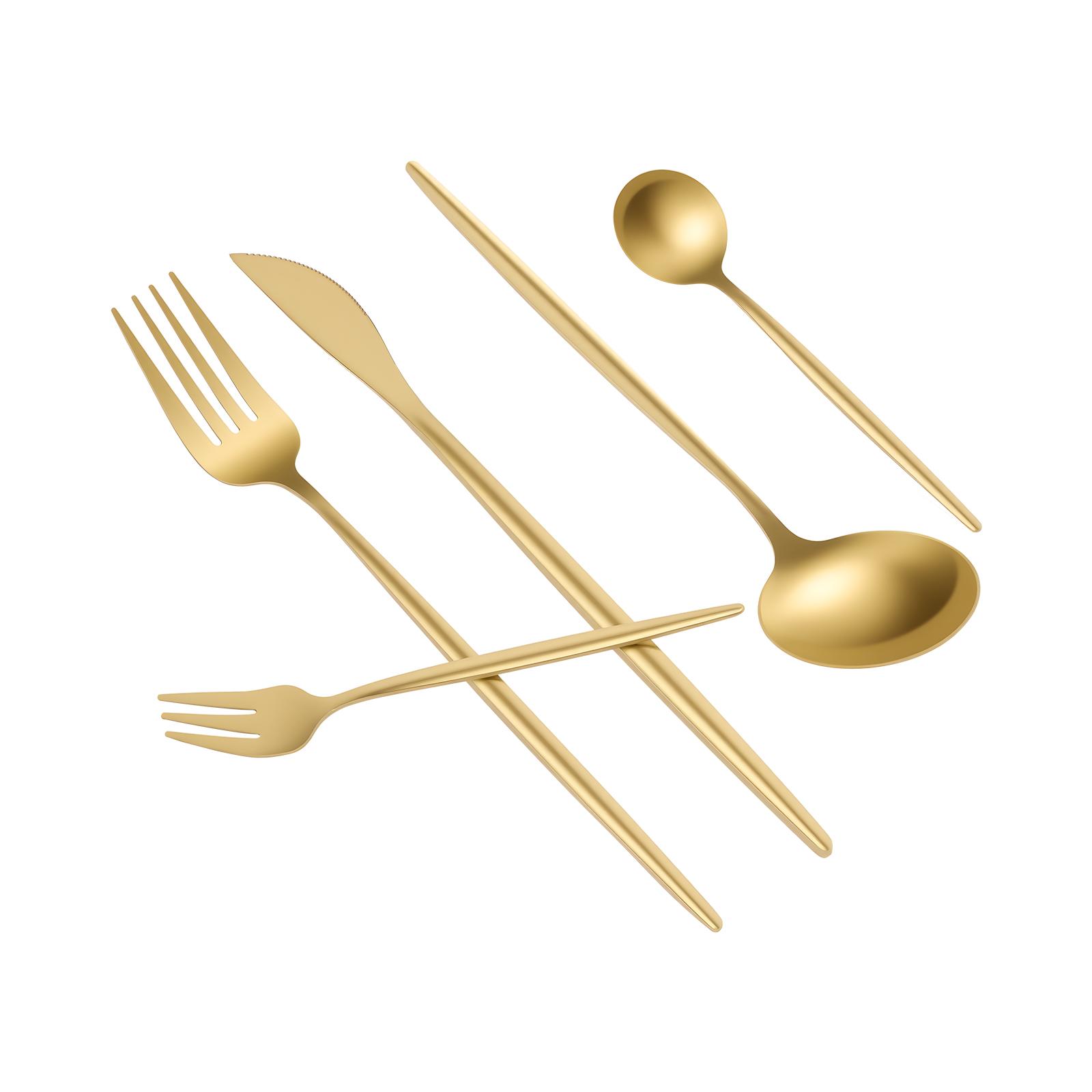 

90 Pcs Gold Flatware Set Stainless Steel Dinnerware Cutlery Set for Wedding Party Restaurant Household Dishwasher Safe золотой
