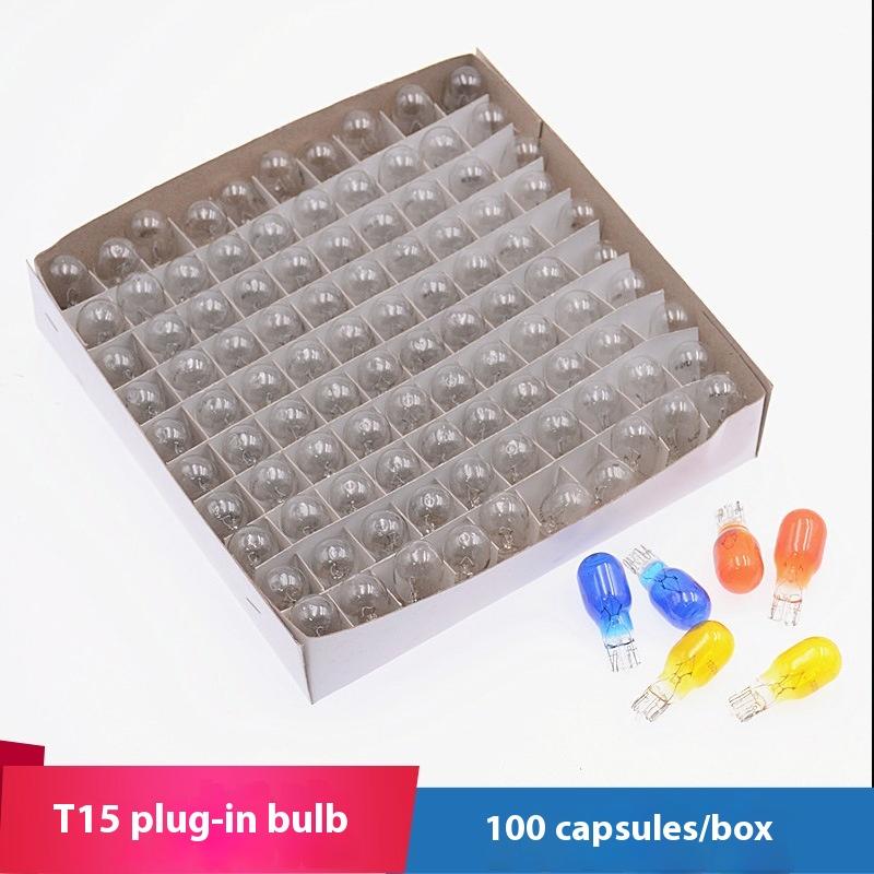 100Pcs/Box T15 12V 21W Led Car Light Cob Glass Plug-In Wide Bulb Auto Automobiles License Plate Lamp Dome Light Reading Drl Bulb