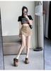 Irregular Denim Skort for Women - Slimming Lace-up A-line with Drawstring