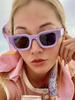 Vintage Fashion Purple Sunglasses Women Men Square Frame Eyeglasses Classic Concave Rectangle Eyewear Shades Uv400