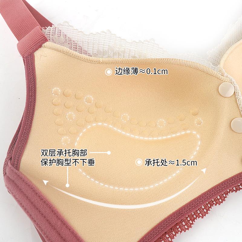 New lace front buckle underwear women's setting cup adjustable shoulder strap no steel ring large size bra