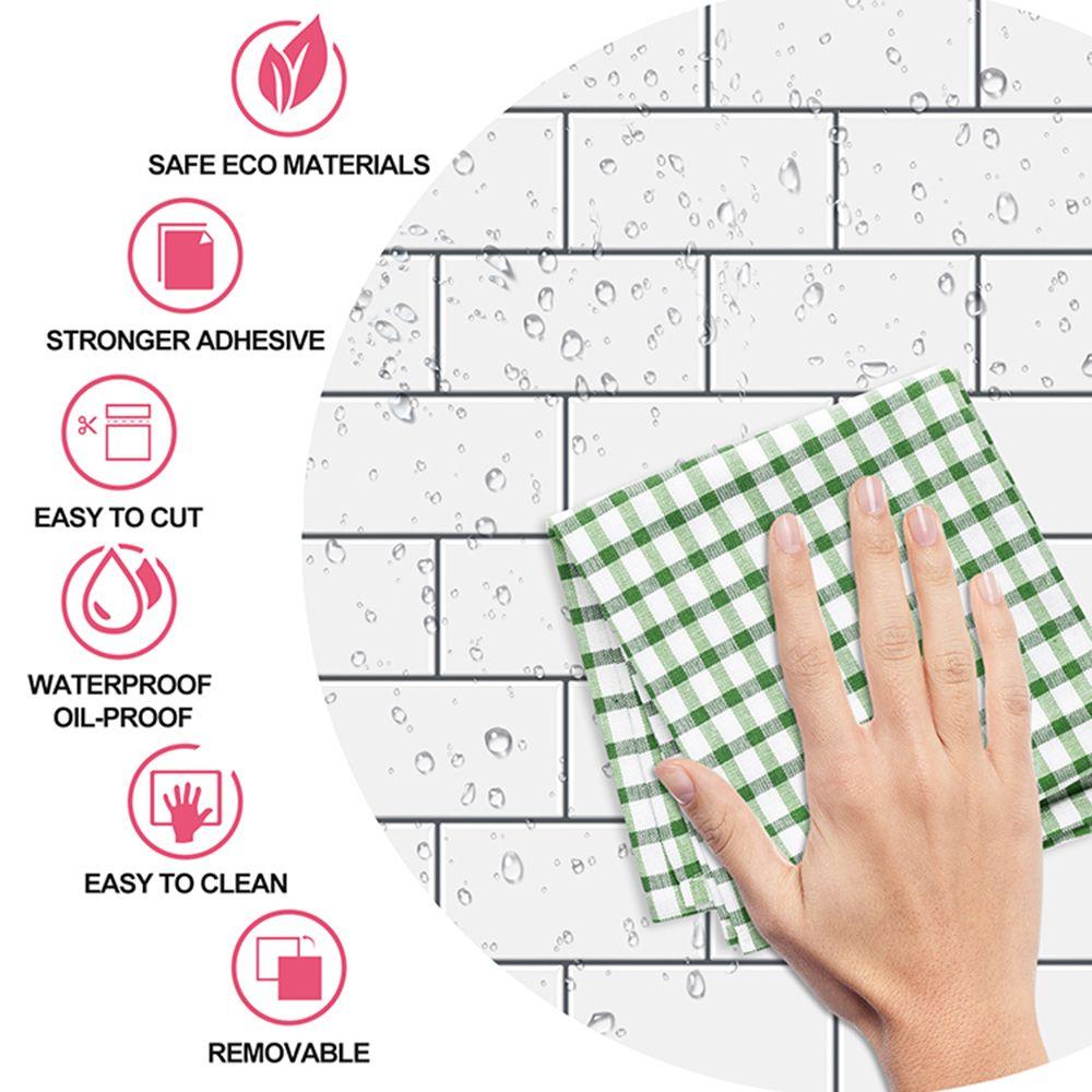 Backsplash Wallpaper White Subway Wall Tiles Peel and Stick Kitchen Bathroom 3D Tile Sticker