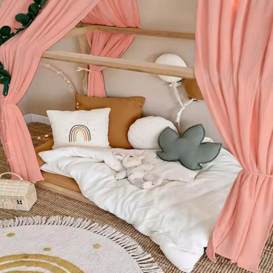 Bed Canopy for Girls Boys Bedroom Decor Cotton Bed Scarf Drape Decorative Soft Mosquito Net for Nursery Children's Room Decoration