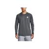 Under Armour Tech Logo Printed American Vintage Training Crew Neck Long Sleeve T-Shirt Men Tops Gray 1379782-012