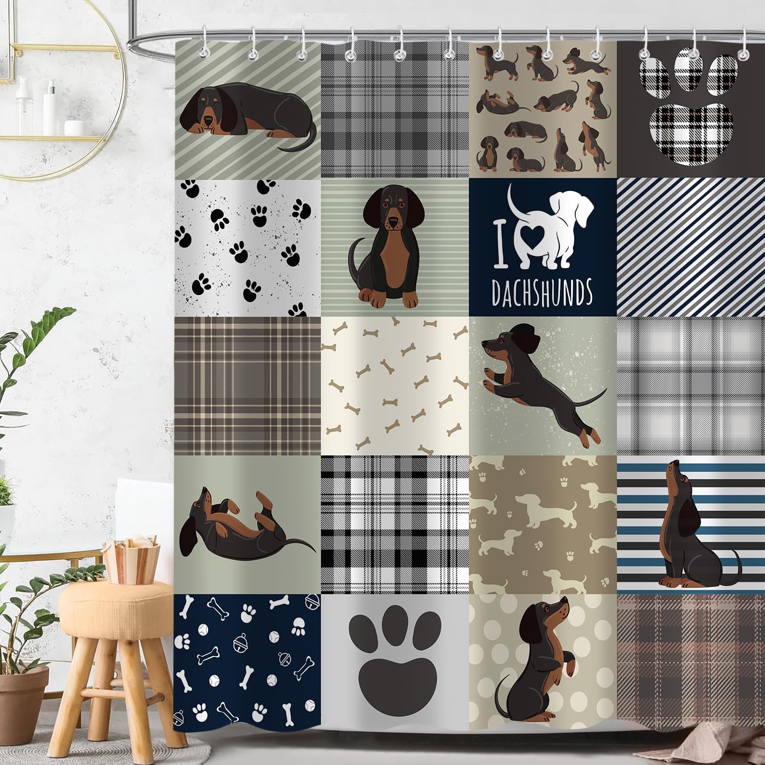 

Funny Donkey Rustic Shower Curtain, Fun Cute Animal Farmhouse Shower Curtain For Bathroom Set, Black And White Polyester W60H190(CM)-1 Pcs