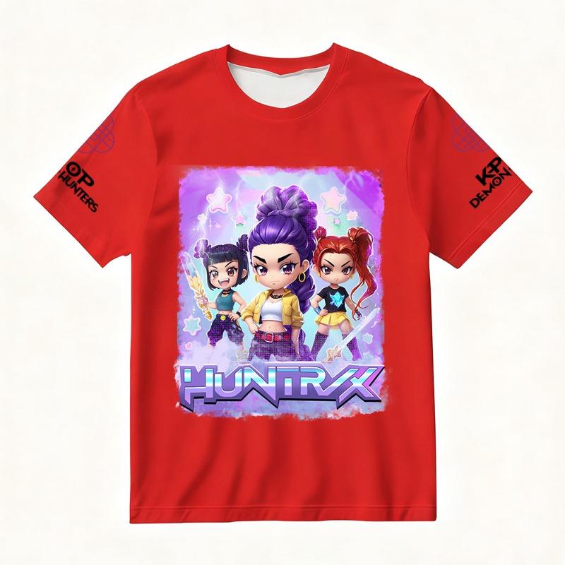 Women's KPop Demon Hunters Graphic T-Shirt Summer Fashion Streetwear with Cartoon Characters Print for Casual & Trendy Outfits