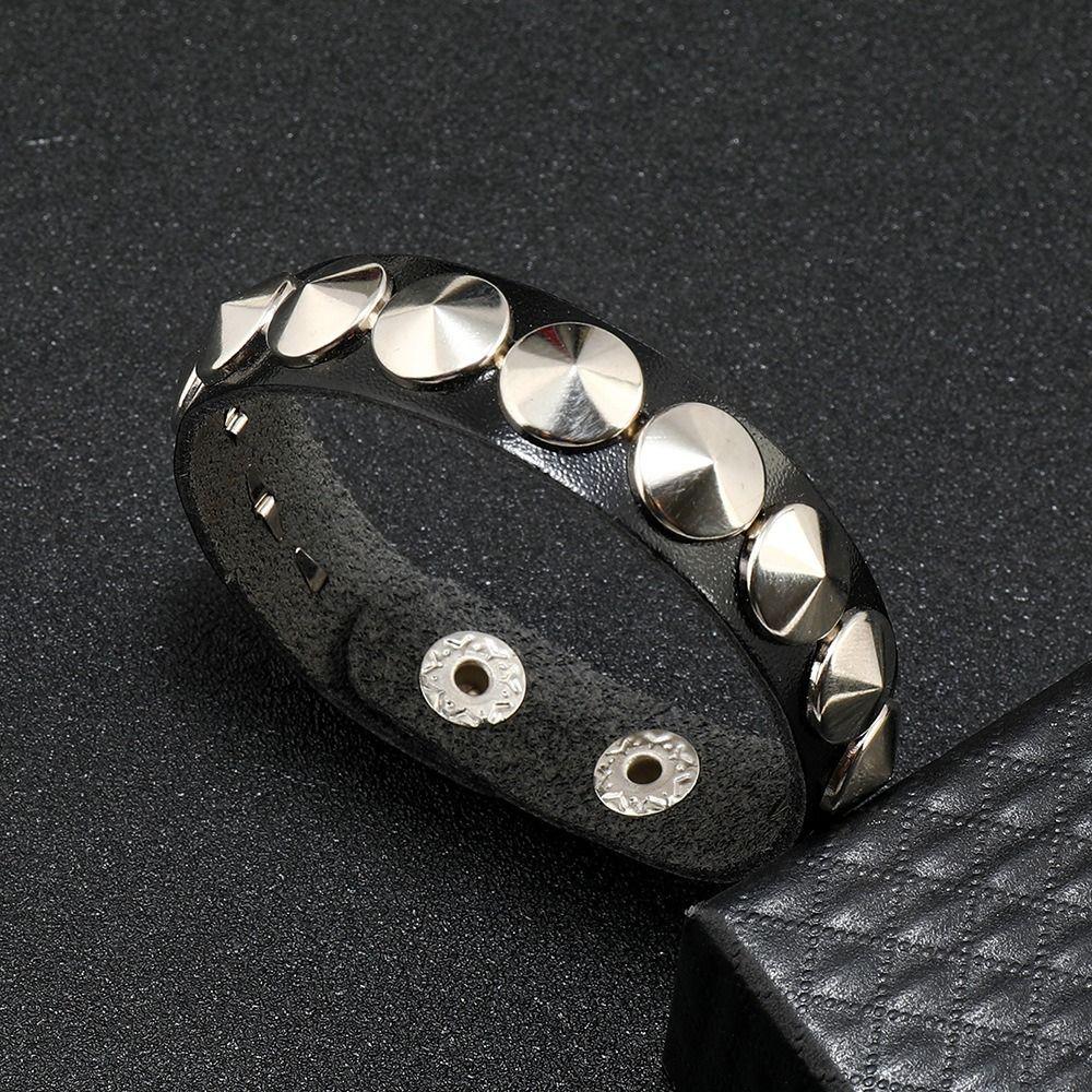 Hip Hop Round-point rivet Street Punk Leather Bracelets Punk Adjustable Studded Bracelet Gothic Bangle Bracelet Unisex
