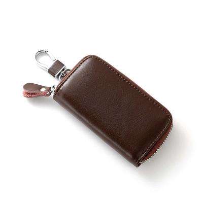 Naru Genuine Leather Key Case, Smart Key Case for Men and Women, 6-Ring Smart Key, Card Case, Key Ring, Stylish, Popular Brand (Brown)