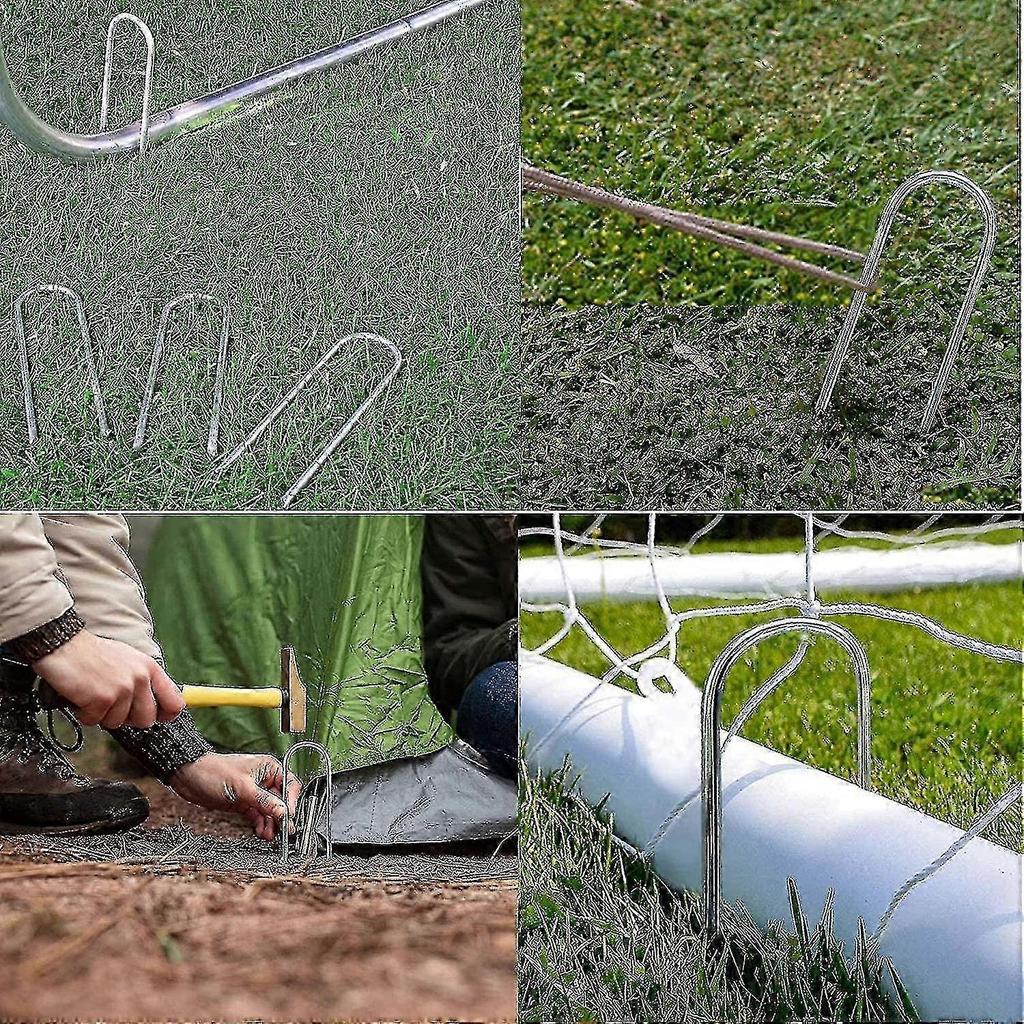 Trampoline Stakes Heavy Duty Tent Pegs, Galvanised U Anchors, 8pcs hwyC