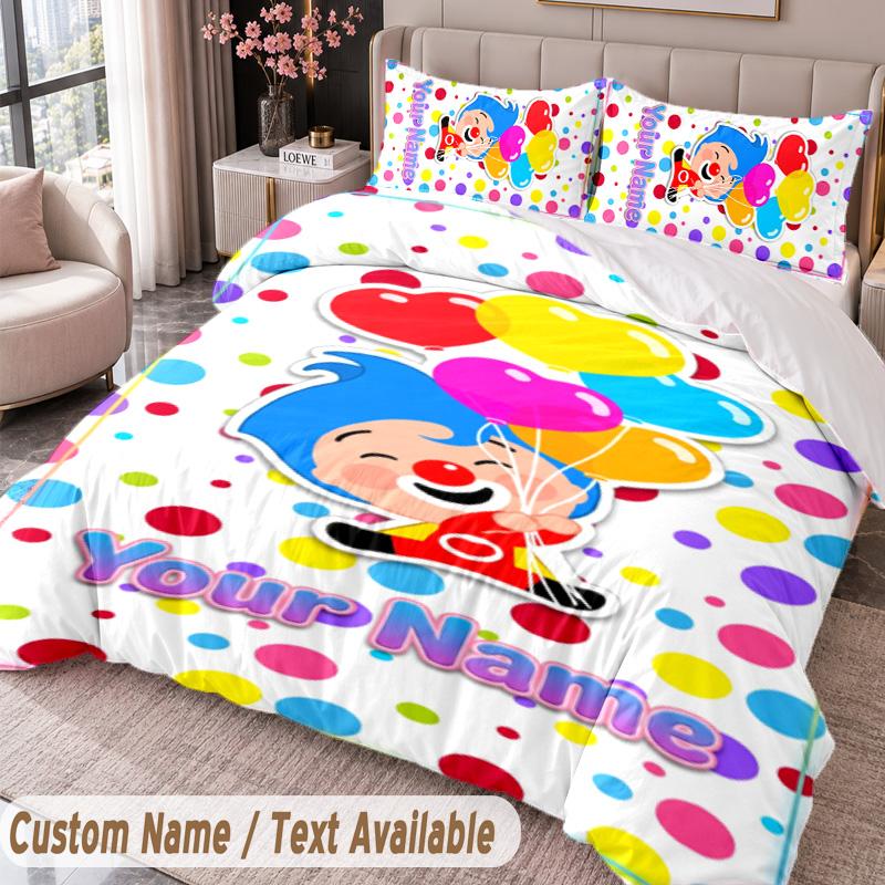Custom Name Text 3Pcs Bedding Set El Payaso Plim Plim Duvet Cover And Two Pillowcases