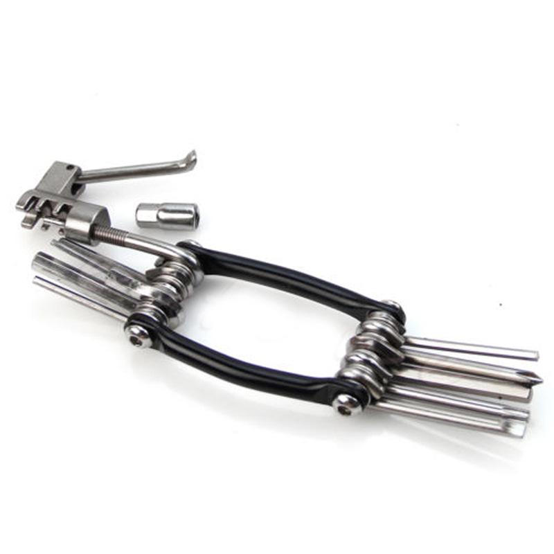 11-in-1 Portable Bicycle Repair Kit with Chain Breaker and Tire Patch Tools for Mountain and Road Bikes