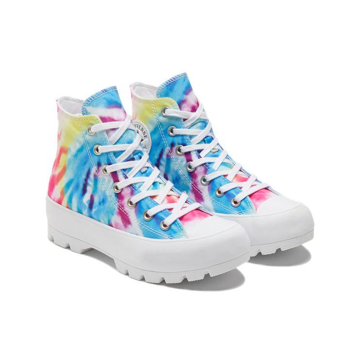 Converse Chuck Taylor All Star Comfortable Trendy High Top Canvas Shoes Rainbow Tie Dye Women Sneakers 572461C