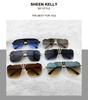 Retro Oversized Sunglasses for Men and Flat Vintage [SHEEN KELLY] Women, Square, Rimless, Top,