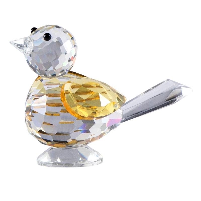 

Artistic Crystal Bird Sculpture with Base Collectible Animal Figurine Ornament for Home Office Decors or Gift Giving жёлтый