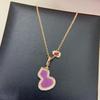 Qi Family Amethyst Double Gourd Necklace - High Version V Gold Clavicle Chain