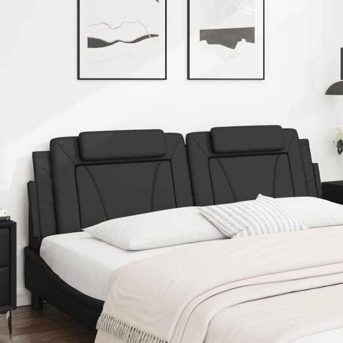 VidaXL Coussin de Tête de Lit, Oreiller de Lecture avec Fermeture à Glissière, Coussin de Lecture pour Lit Chambre, Noir 180 374804