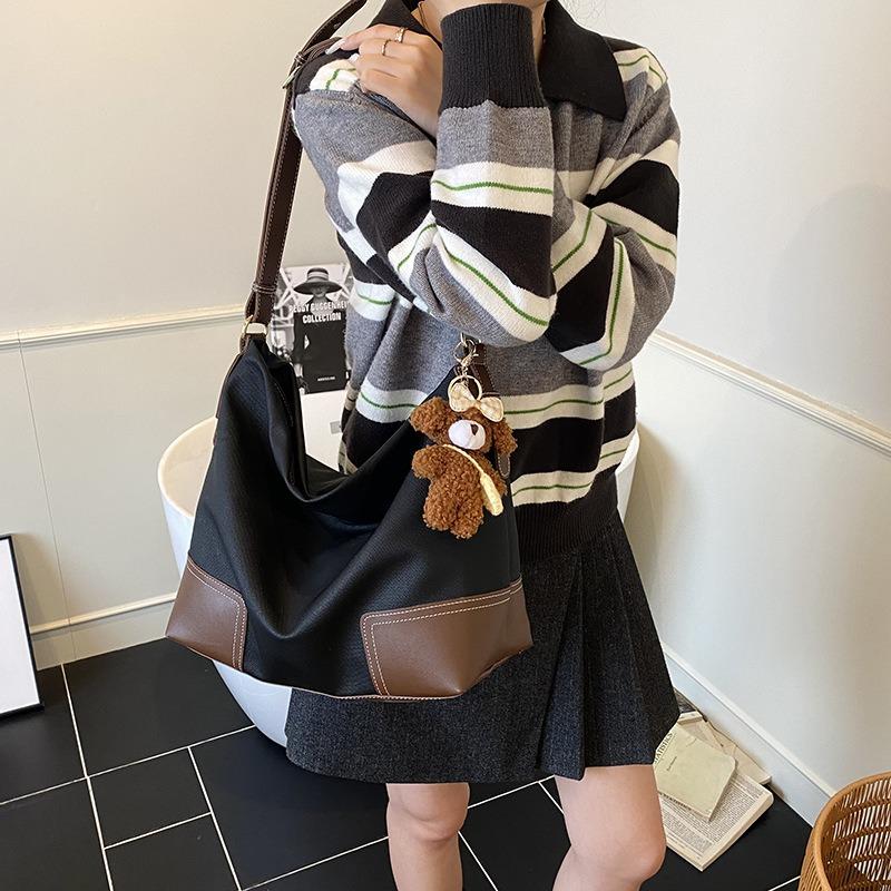 arge capacity fashion bag women's new casual splicing contrasting color shoulder underarm bag versatile messenger bag
