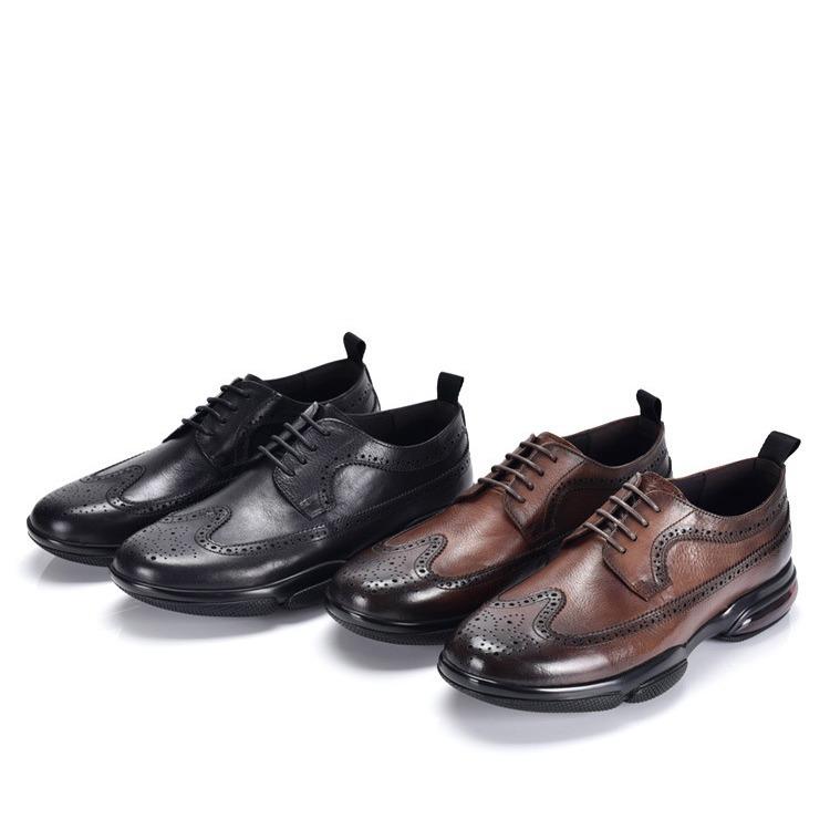 2024 New Brock Carved Business Casual Leather Shoes Premium Air Cushion Platform Retro British Men'S Shoes