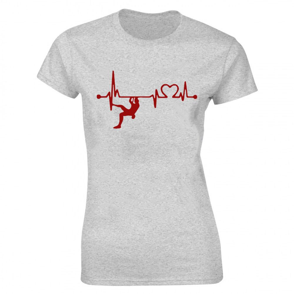 Kletterer Cooles Klettern T-Shirt Baumwolle Geburtstagsgeschenk Kurzarm Rundhals Hip Hop Berg Herzschlag T-Shirt Streetwear Damen