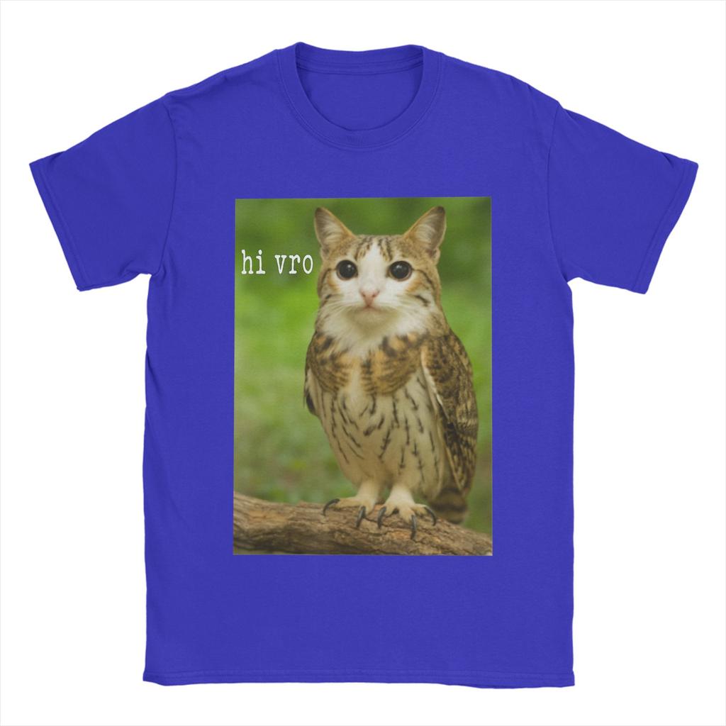 Men Meowl Cat Owl Hi Vro Funny Internet Meme T Shirt 100 Cotton Tops Vintage Short Sleeve O Neck Tees Plus Size TShirts