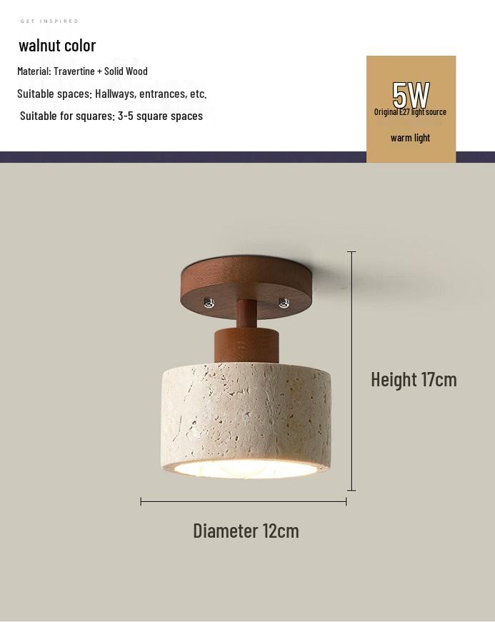 Japanische Wabi-Sabi Gelber Höhlenstein Deckenleuchte für Eingangsbereich oder Balkon