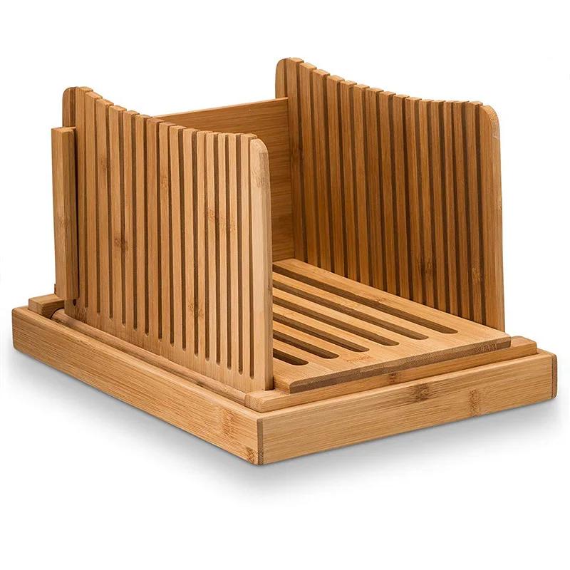 Household Bamboo Multifunctional Bread Cutting Plate Sliced Cutting Board Foldable Bread Slice Tray