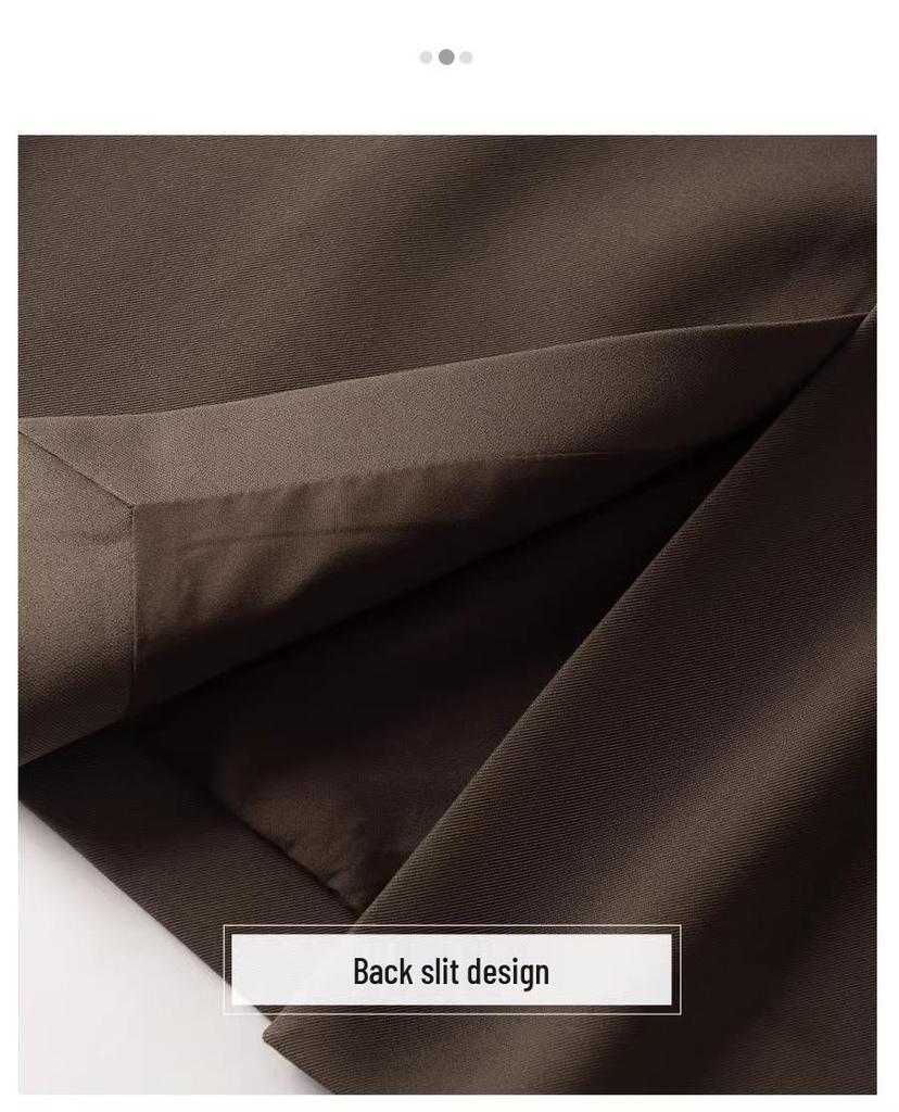 2025 Women's High Waist Slimming Midi Skirt - Spring/Autumn Bodycon with Slit