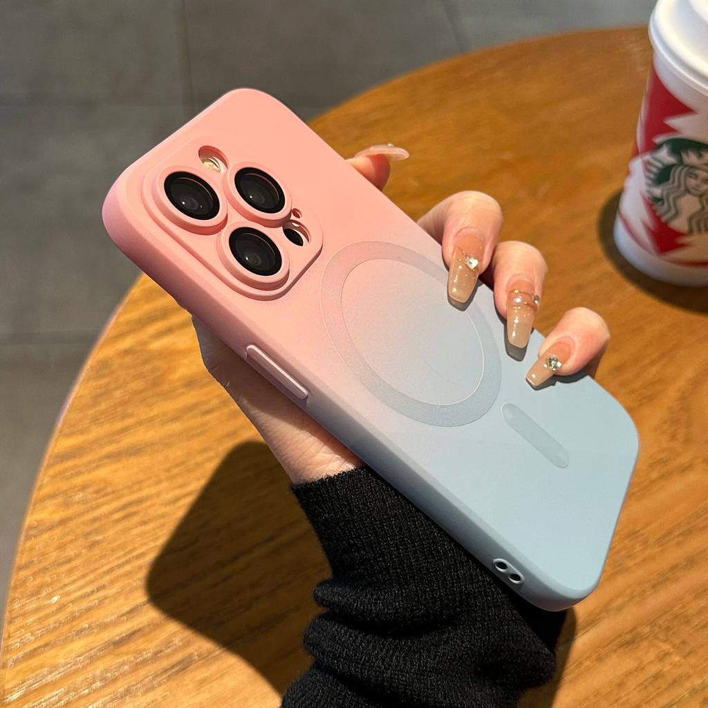 Husă de telefon din silicon moale cu model gradient de lux pentru iPhone 15 14 13 11 12 Pro Max Plus Husă antișoc magnetică cu încărcare fără fir Magsafe