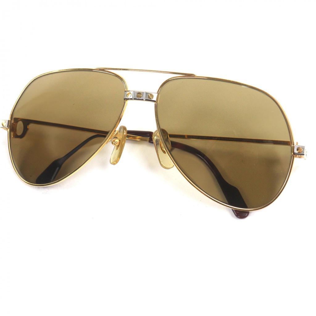 Ausgezeichnete Cartier Sonnenbrille Santos de Cartier Gold bordeaux Herren Gebraucht