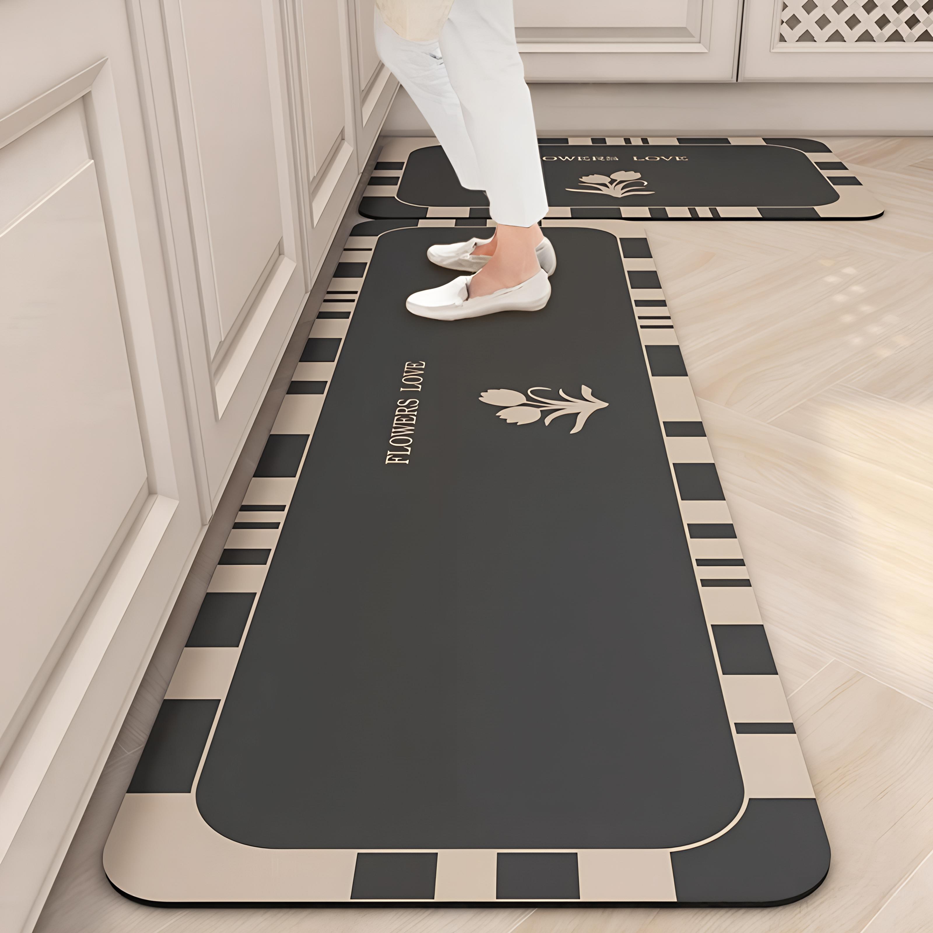 

Кухонный напольный коврик: Водопоглощающий, быстросохнущий, нескользящий, грязеотталкивающий, легкий в уходе, мягкий коврик с диатомовой грязью 60x180cm чёрный