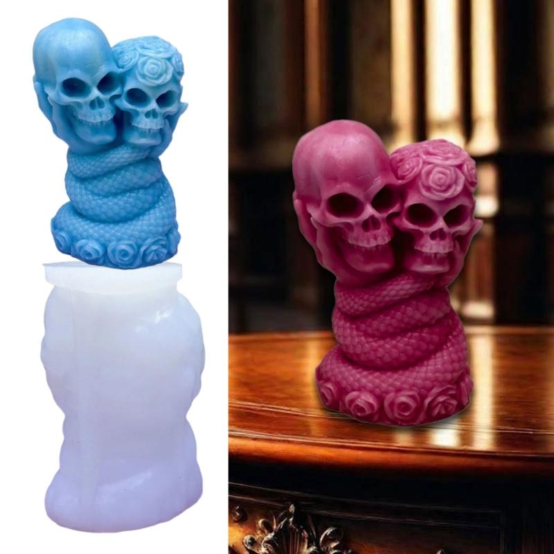 Skull Rose Snake Silicone Candle Molds For Making Candle Soap Chocolate Halloween Home Decoration Epoxy Resin Project
