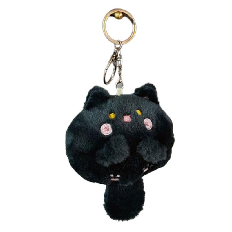 

Adorable Rabbit Plush Doll Keychain Perfect For Backpacks And Water Bottles! Black Cat
